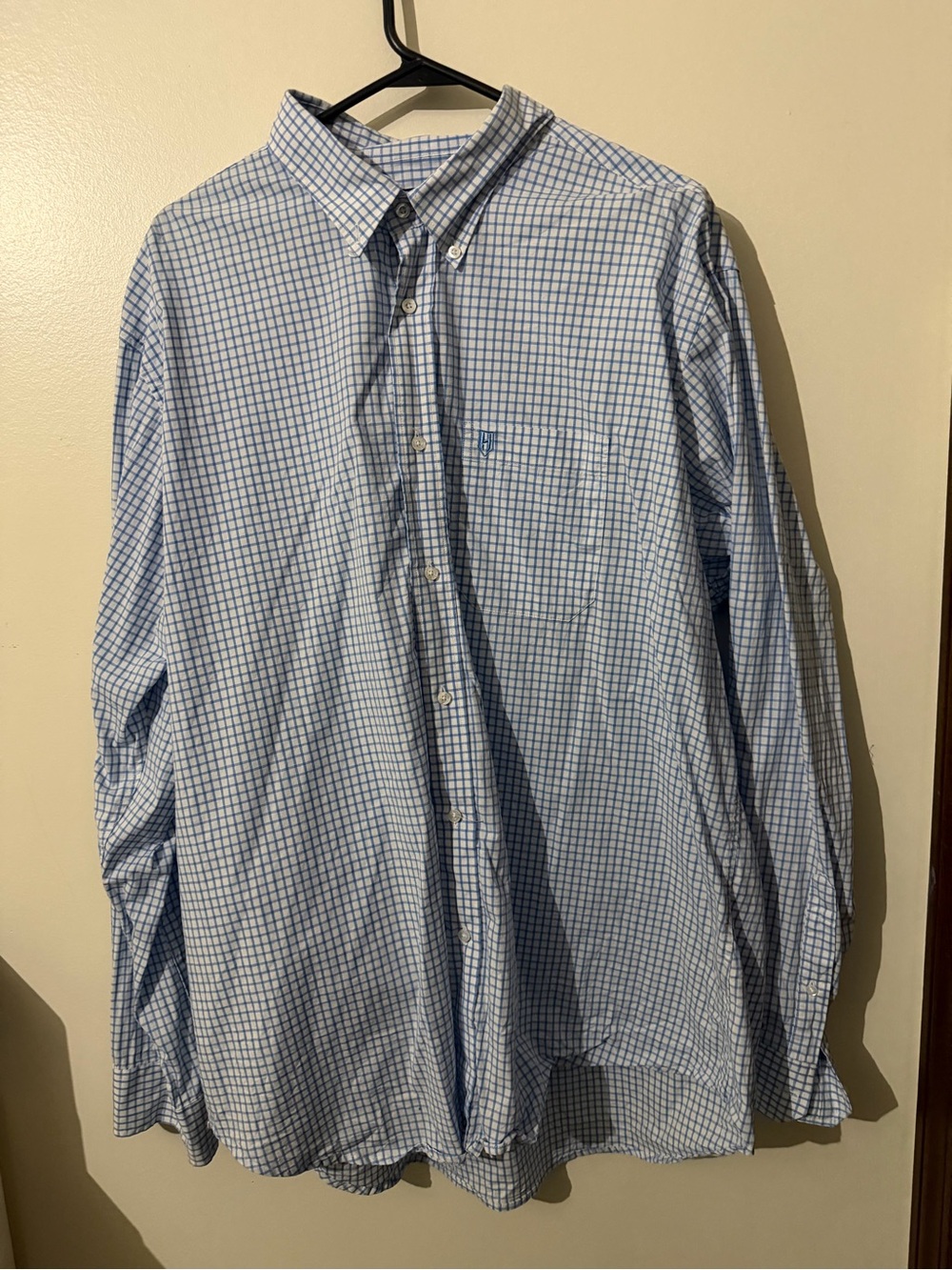 Hey Bo Men's Light Blue Checked Button-Down Shirt